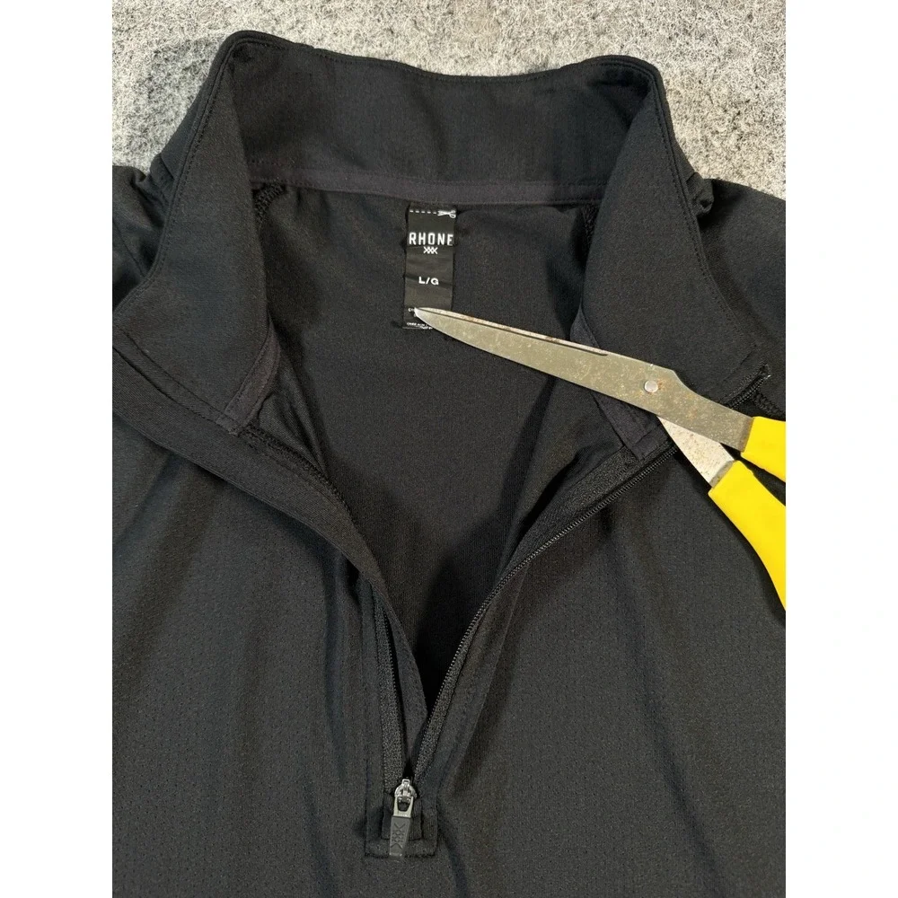 Rhone Men's Large Black 1/4 Zip Performance Pullover Golf Athletic Stretch